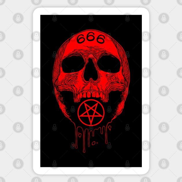 666 skull pentagram Magnet by OccultOmaStore